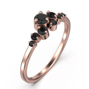 Anniversary Gift 0.65 Ct Round Black Diamond Moissanite Clasic Ring 10K/14K/18K Solid Gold Wedding Band