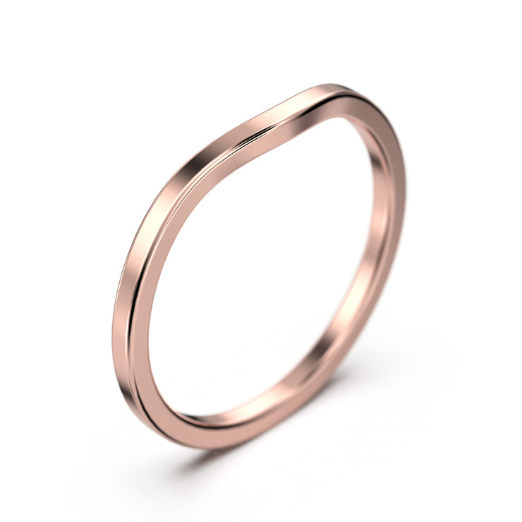 Wedding ring 18K Gold over silver curved wedding band