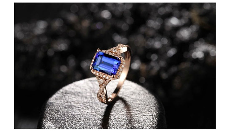 Beautiful 2 Carat Blue Sapphire and Moissanite Diamond Engagement Ring –  agemz