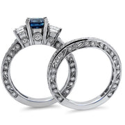 Bestselling Antique Sapphire and Moissanite Diamond Designer Wedding Ring Set