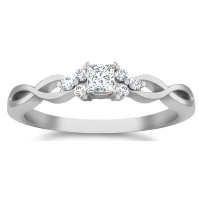 Cheap Engagement Ring 1.25 Carat Moissanite Ring with Diamonds on 10k White Gold
