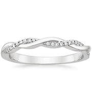 Limited Time Sale Infinity Curved Diamond Moissanite Wedding Ring Band in White Gold For Women on Sale