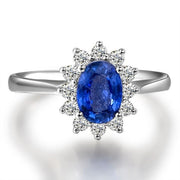 Exquisite Sapphire and Moissanite Diamond Engagement Ring