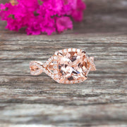 Staggering Looking Cushion Cut Morganite Engagement Ring 10k Rose Gold Halo Wedding Ring Anniversary Promise Surprisingly Ring