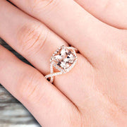 Staggering Looking Cushion Cut Morganite Engagement Ring 10k Rose Gold Halo Wedding Ring Anniversary Promise Surprisingly Ring