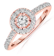 1.50 ct Round cut Moissanite Engagement Ring in halo and 10k rose gold