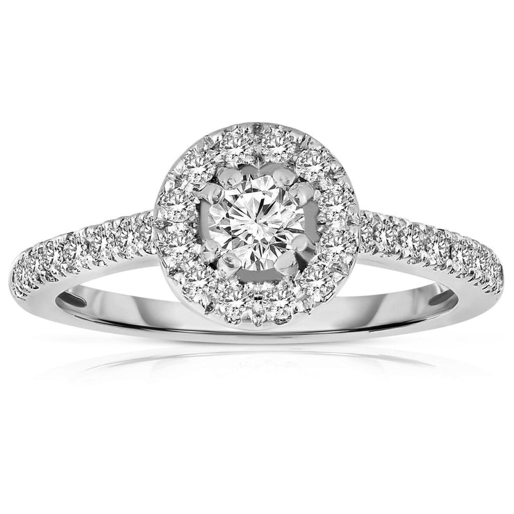 Halo Diamond Moissanite Engagement Ring 1.50 Carat Round cut Moissanite 