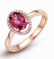 Halo 1.50 Carat Red Oval cut Ruby and Moissanite Diamond Engagement Ring in Yellow Gold