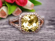 1.50 Carat Champagne Diamond Moissanite Engagement Ring On 10k Rose Gold Anniversary Ring HALO Cushion Champagne Diamond Moissanite