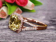 1.50 Carat Champagne Diamond Moissanite Engagement Ring On 10k Rose Gold Anniversary Ring HALO Cushion Champagne Diamond Moissanite
