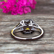 Cushion Cut 10k White Gold 1.50 Carat Natural Aquamarine Engagement Ring Anniversary Ring HALO