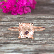 Cushion Cut 1.50 Carat Morganite Engagement Ring Rose Gold 10k Basket Design Claw Prong Art Deco