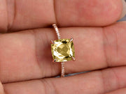 Cushion Cut 1.50 Carat Champagne Diamond Moissanite Engagement Ring Rose Gold 10k Basket Design Claw Prong Art Deco
