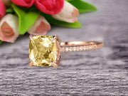 Cushion Cut 1.50 Carat Champagne Diamond Moissanite Engagement Ring Rose Gold 10k Basket Design Claw Prong Art Deco