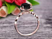 Oval Cut 1.50 Carat Black Diamond Moissanite Engagement Ring Solid 10k Rose Gold Black Diamond Moissanite Halo Anniversary Ring
