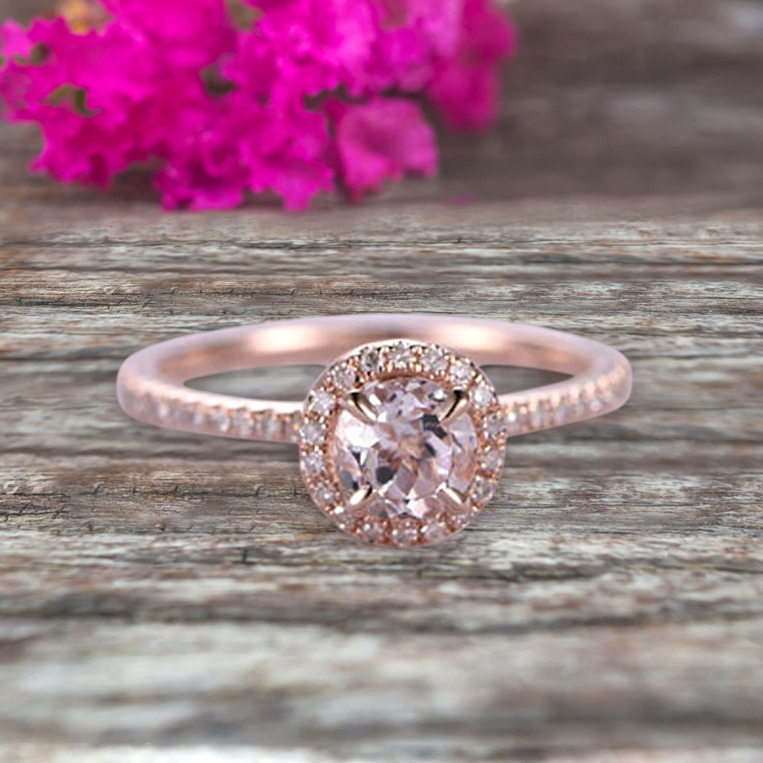 Rings - 18K Gold Plated. Pink Crystal Flower Ring. *Premium Q* – DivineJ