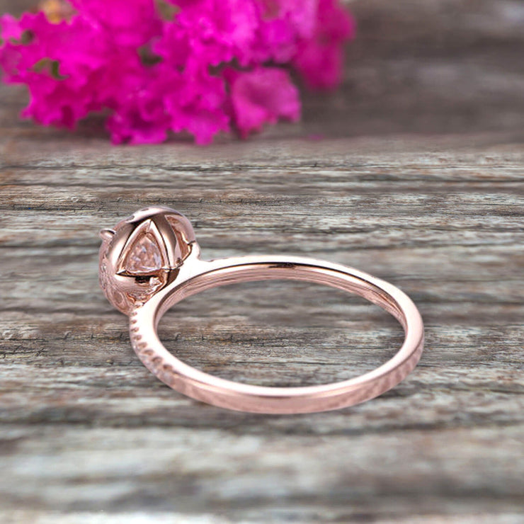 Round Cut Gem Stone Pink Morganite Engagement Ring On10k Rose Gold Wedding Ring Art Deco Personalized for Brides