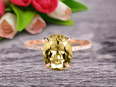 1.50 Carat Oval Cut Champagne Diamond Moissanite Engagement Ring Bottom Diamond HALO Designed Bridal Ring Wedding Ring 10K Rose Gold Anniversary Gift