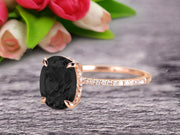 1.50 Carat Oval Cut Black Diamond Moissanite Engagement Ring Bottom Diamond HALO Designed Bridal Ring Wedding Ring 10K Rose Gold Anniversary Gift