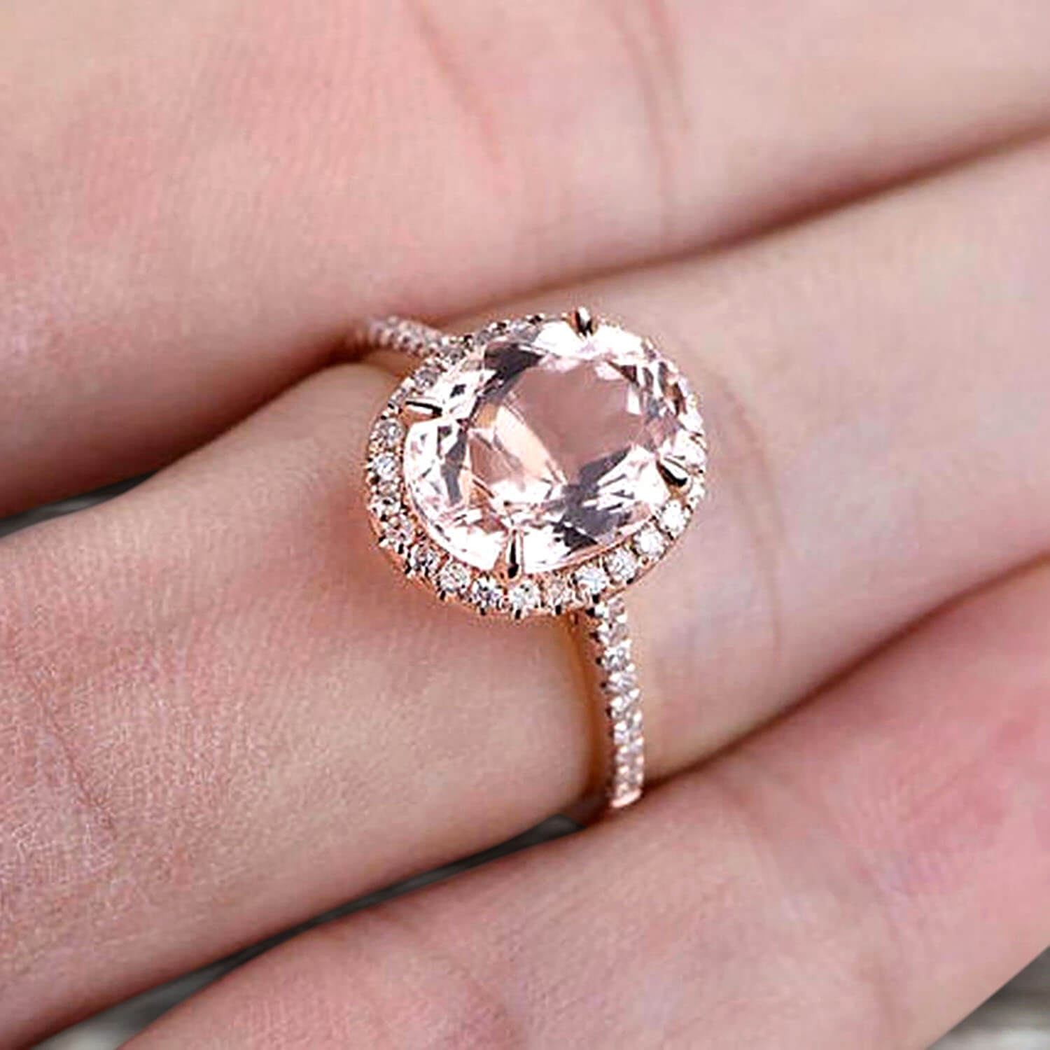 3 carat Pink Pear Morganite & Diamond Engagement Ring Noa |  sillyshinydiamonds