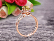 Unique Double Halo Design Round Cut 1.75 Carat Champagne Diamond Moissanite Engagement Ring Promise Ring for Bride Aniversary Ring On 10k Rose Gold Custom Made Glaring Jewelry