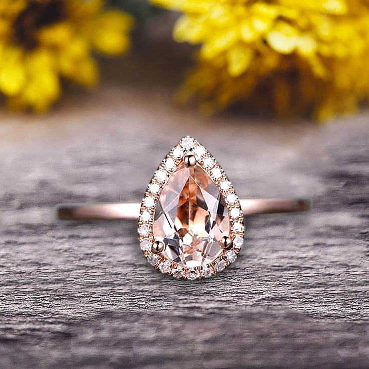 1.10CT Morganite Diamond Engagement Ring | Autumn and May