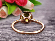 Cushion Cut 10k Rose Gold 1.5 Carat Champagne Diamond Moissanite Engagement Ring 