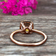 Cushion Cut 10k Rose Gold 1.5 Carat Aquamarine Engagement Ring 