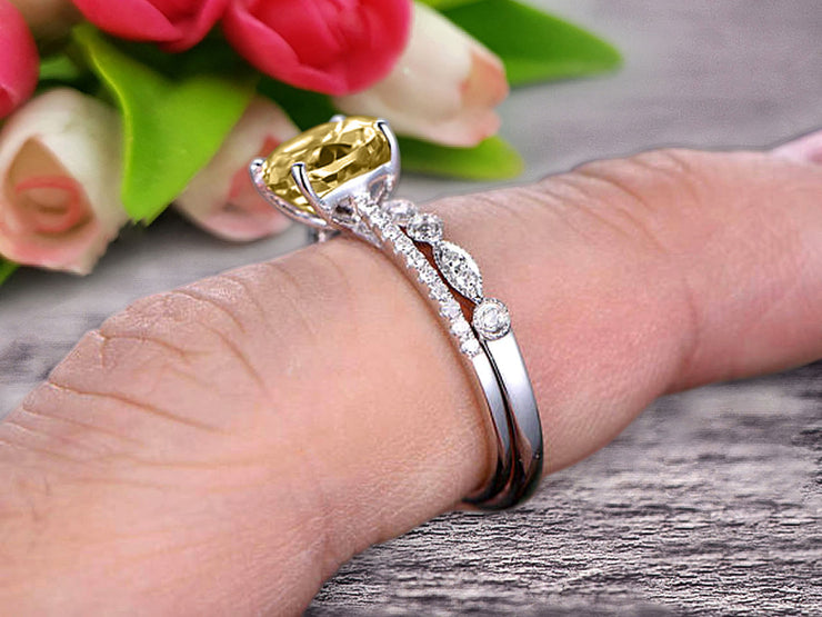 Glaring Staggering Ring 1.50 Carat Champagne Diamond Moissanite Engagement Ring Solid 10k Rose Gold Round Cut Gemstone Promise Ring Bridal Ring Set