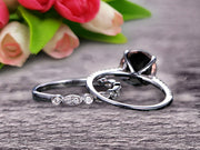 Glaring Staggering Ring 1.50 Carat Black Diamond Moissanite Engagement Ring Solid 10k Rose Gold Round Cut Gemstone Promise Ring Bridal Ring Set