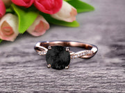 Shining 1.25 Carat Round Black Diamond Moissanite Engagement Ring Solid 10k Rose Gold Wedding Ring twisted Infinity style Pink Gemstone Promise Ring for Life Partner Anniversary Gift