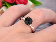 Shining 1.25 Carat Round Black Diamond Moissanite Engagement Ring Solid 10k Rose Gold Wedding Ring twisted Infinity style Pink Gemstone Promise Ring for Life Partner Anniversary Gift