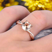 Shining 1.25 Carat Round Morganite Engagement Ring Solid 10k Rose Gold Wedding Ring twisted Infinity style Pink Gemstone Promise Ring for Life Partner Anniversary Gift