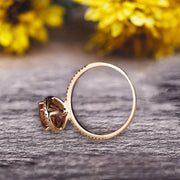 Surprisingly Ring 1.50 Carat Pear Shape Morganite Engagement Ring Solid 10k Rose Gold Promise Ring Pave Set Vintage Look
