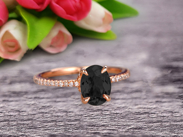 Vintage Looking Black Diamond Moissanite Engagement Ring On 10k