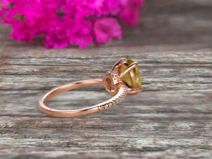 Vintage Looking Champagne Diamond Moissanite Engagement Ring On 10k Rose Gold 1.50 Carat Oval Cut Gemstone Custom Made Fine Jewelry Art Deco Anniversary Ring Bridal Ring
