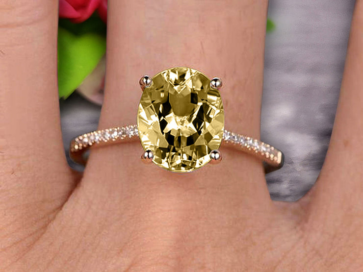 1.25 Carat Oval Shape 10k Rose Gold Champagne Diamond Moissanite engagement ring