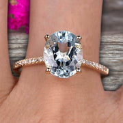 1.25 Carat Oval Shape 10k Rose Gold Aquamarine engagement ring
