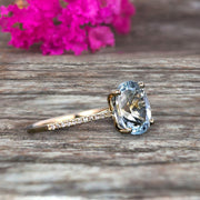 1.25 Carat Oval Shape 10k Rose Gold Aquamarine engagement ring