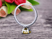 Round Cut 1.50 Carat Champagne Diamond Moissanite Engagement Ring On 10k White Gold Art Deco Anniversary Gift
