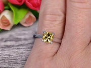 Solitaire 1 Carat Cushion Cut Champagne Diamond Moissanite Engagement Ring 10k White Gold