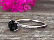 Round Cut 1.25 Carat Blue Black Diamond Moissanite Engagement Ring 10k White Gold Anniversary Gift for her