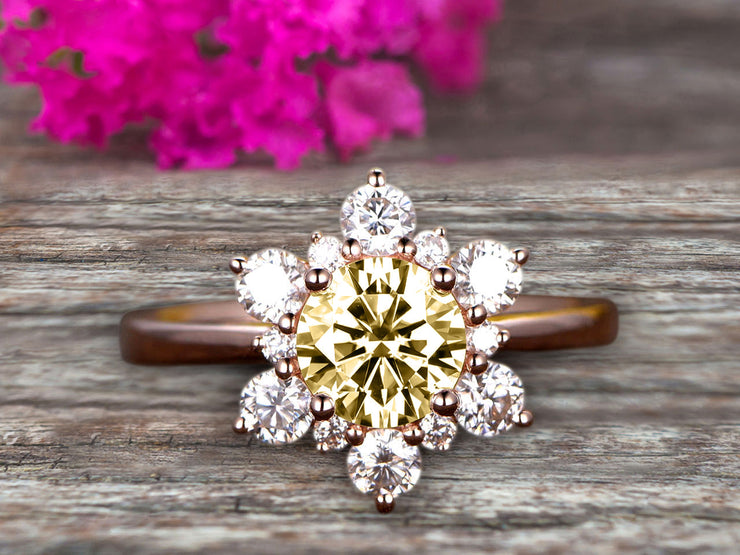 1.25 Carat Round Cut moissanite engagement ring anniversary gift on 10k Rose Gold