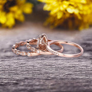 2.00 carat Classic Oval Moissanite Diamond wedding Bands & Bridal Set Engagement Ring Classic Art Deco 10k Rose Gold
