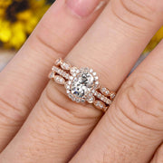 2.00 carat Classic Oval Moissanite Diamond wedding Bands & Bridal Set Engagement Ring Classic Art Deco 10k Rose Gold