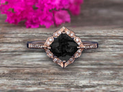 1.5 Carat Princess Cut Pink Black Diamond Moissanite Engagement Ring On 10k Rose Gold Wedding Ring Art Retro Vintage Looking