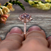 1.5 Carat Princess Cut Pink Morganite Engagement Ring On 10k Rose Gold Wedding Ring Art Retro Vintage Looking