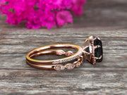 1.75 Carat Round Cut VS Black Diamond Moissanite Engagement Ring Set 10k Rose Gold Milgrain Band Halo Anniversary Gift Personalized for Brides
