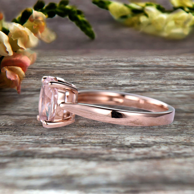 3 Carat Oval Cut Morganite Engagement Ring Solitaire Promise Ring On 10k Rose Gold Personalized for Brides