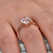 5 Carat Oval Cut Morganite Engagement Ring Solitaire Promise Ring On 10k Rose Gold Personalized for Brides